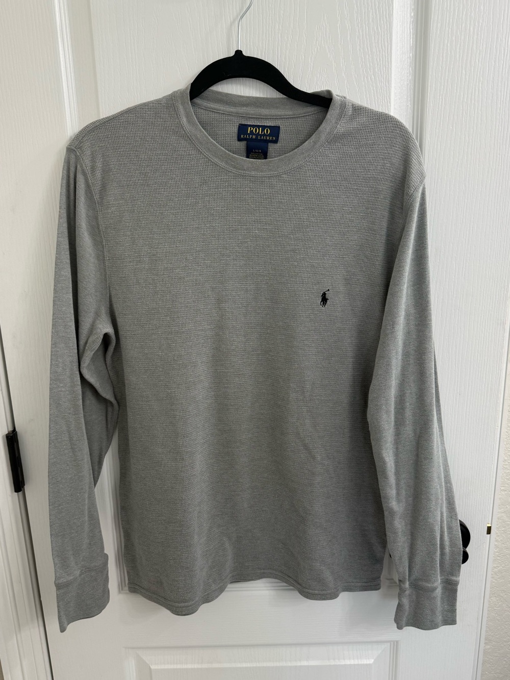 Polo by Ralph Lauren Men’s Light Gray Long-Sleeve Mixed Media Knit Shirt Size L